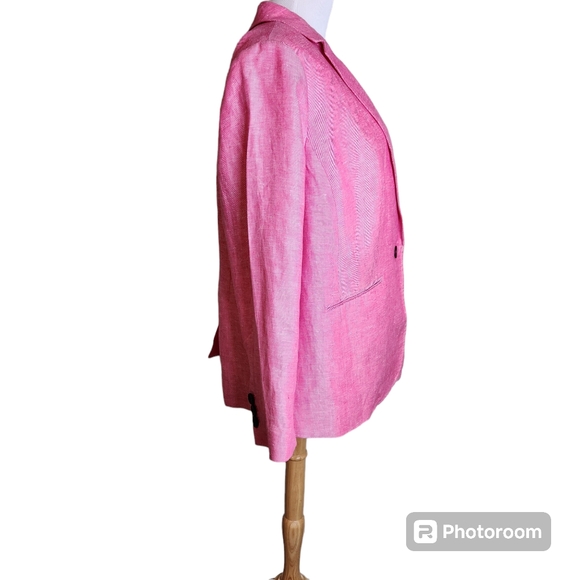 Talbots Womens Blazer Pink Single Breasted  Linen Blazer - Picture 3 of 9